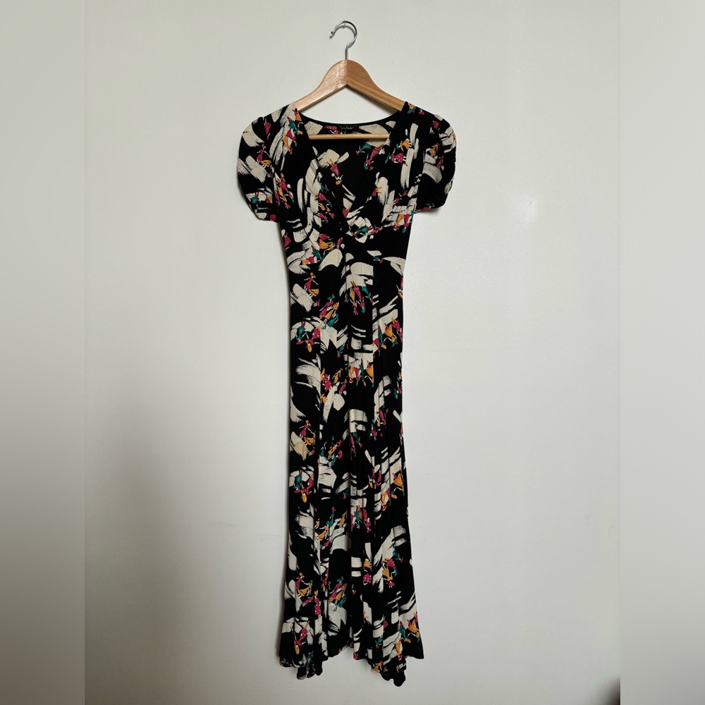 1940s Style Maxi Dress with Lady Print